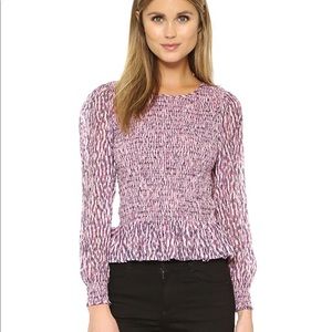 Rebecca Taylor Mirage Print Smocked Top, size 0